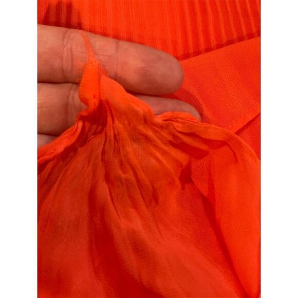Max Studio Women's Sleeveless Orange Pleated Tie Neck Blouse Size L - Picture 7 of 10